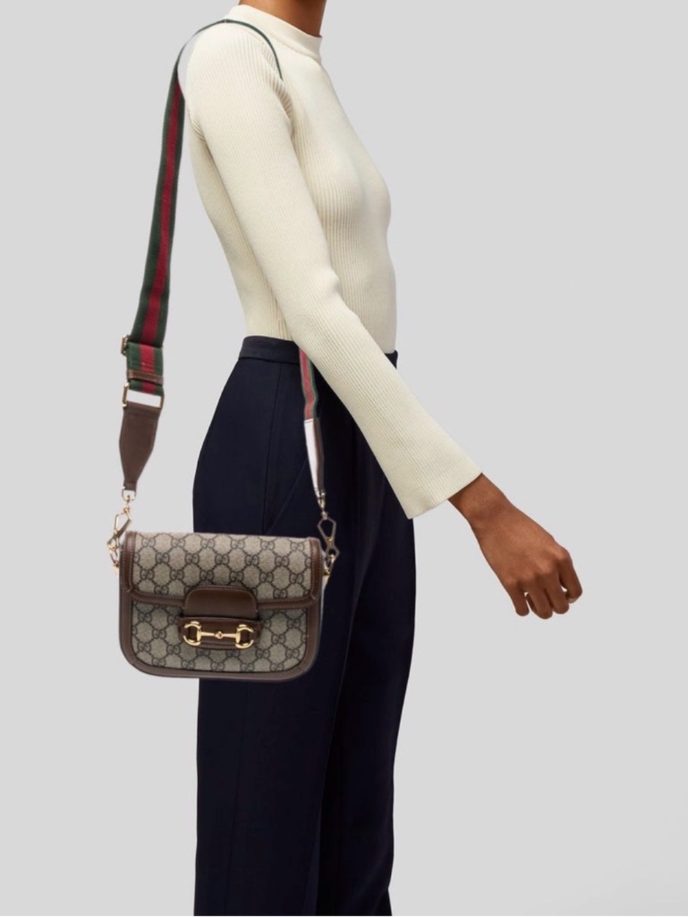 Gucci Brown GG Horse Bit Mini - 2 straps  - Crossbody with brown Leather Trim - Picture 8 of 9